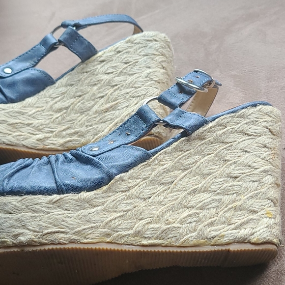 Stylish fun denim style open toe wedge shoes - Picture 6 of 6